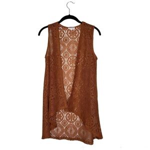Beautees Rust Elegant Lace Cardigan Girls Vest Sz 16 or Woman’s M‎